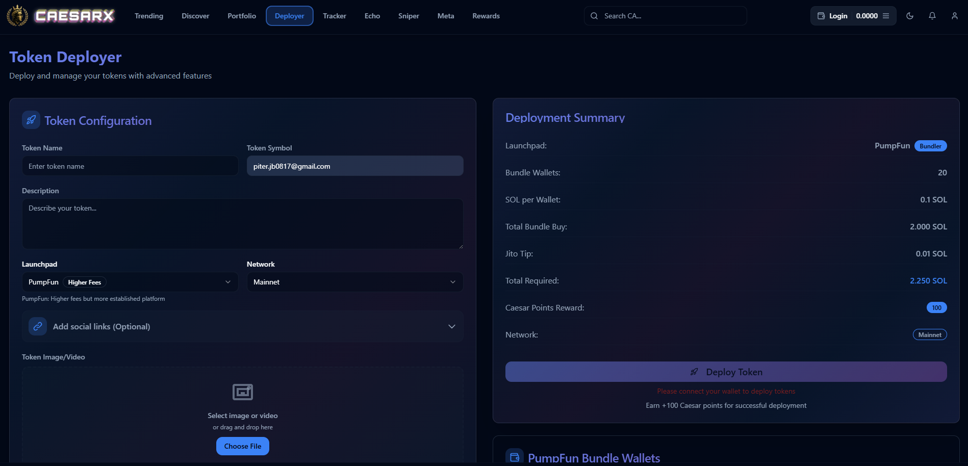 Token Deployer With Visible Advantage.